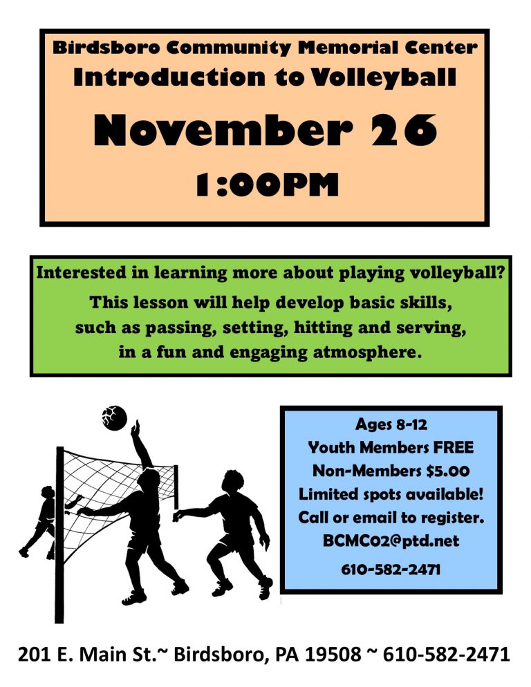 INTRODUCTION TO VOLLEYBALL | Birdsboro Community Memorial Center